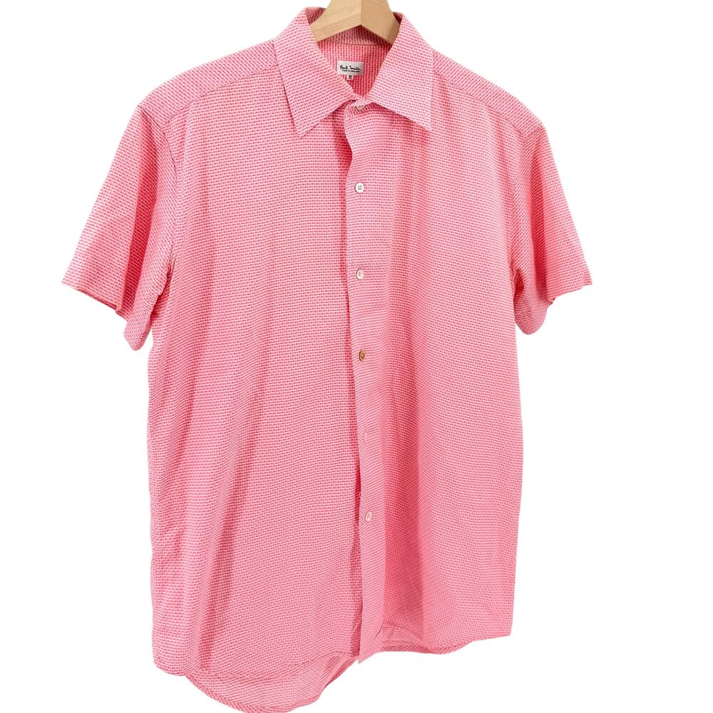 Vintage 90s Paul Smith Textured 100% Cotton Pink Button Down Shirt